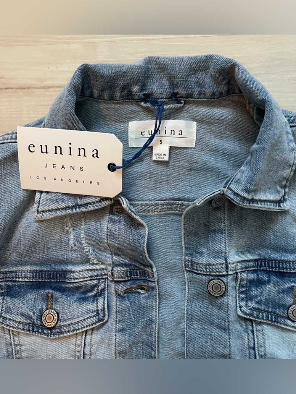eunina Light Blue Denim Trucker Jacket - Picture 2 of 4